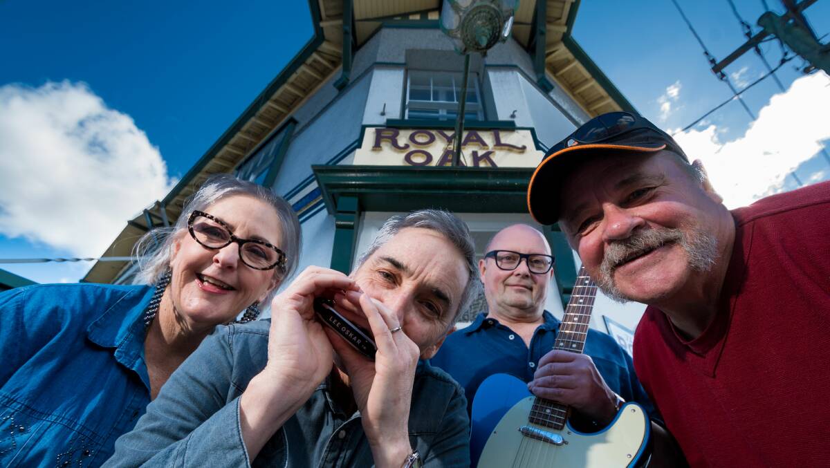 WHAT A JAM: The Launceston Jammers - Susan Crave, Phillip Dean, Jean-Charles Crave, and John Lovell - ahead of Launceston Blues Club 20th Anniversary concert. Picture: Phillip Biggs 