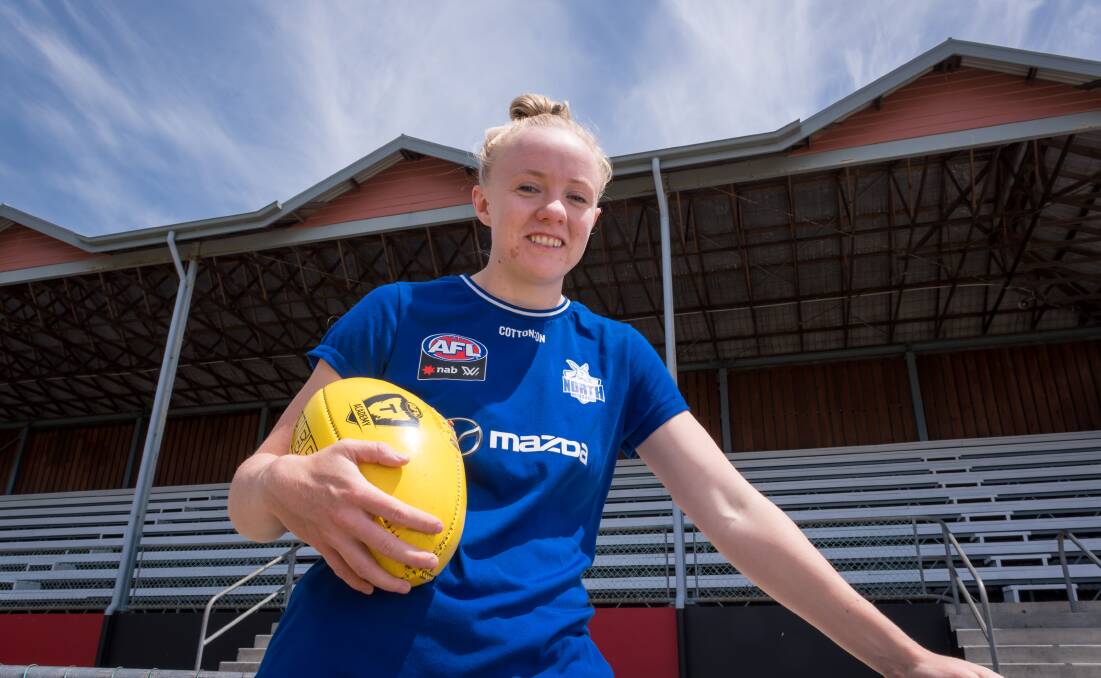 Full of bounce: Emma Humphries will begin her new AFLW journey with North Melbourne on Sunday after two years at Melbourne. Picture: Simon Sturzaker.