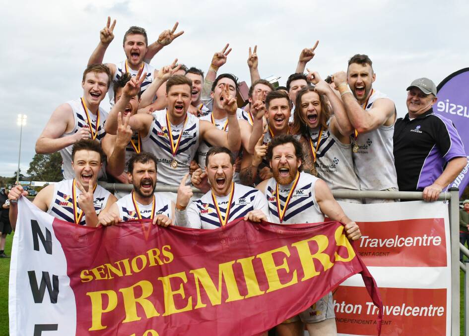 Dockers delight: Burnie celebrates its NWFL grand final win on Saturday. Picture: Brodie Weeding.