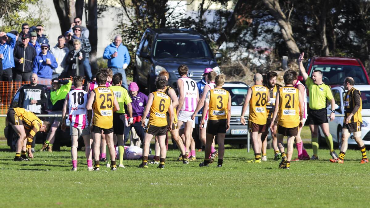 Game marred: the Pink Day game between Somerset and South Burnie was abandoned following an incident in the third quarter of Saturday's game. Picture: Cordell Richardson