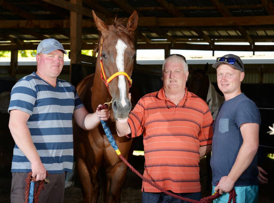 Welcome news: The Wells Racing team of Leon (middle) and his two sons Dean (left) and Trent (right). Picture: Brodie Weeding.