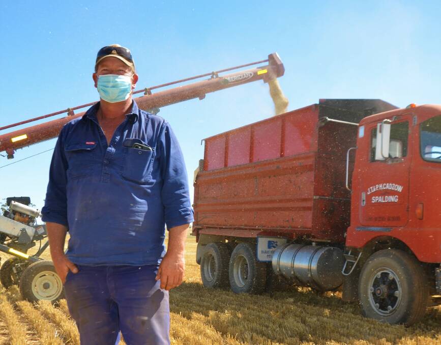 Washpool, SA, cropper Shawn Cadzow out harvesting barley when the lockdown was announced. 