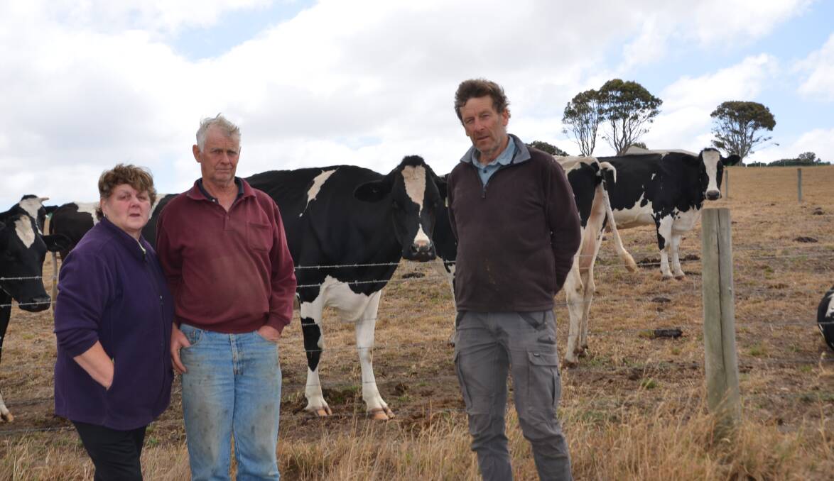 ERA ENDS: Glenda and Colin Dohnt and Stephen Treloar, Victor Harbor, will sell their 240 cow herd after rising production costs and low returns squeeze margins too far. 