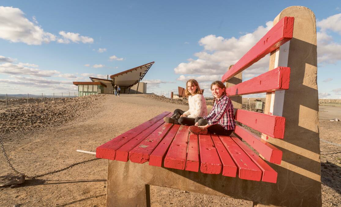 The Big Bench is a popular photography spot at the Line of Lode Memorial. Picture: Destination NSW