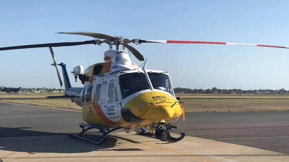 The helicopter was flown to Cid Harbour on Thursday. Photo: RACQ CQ Rescue