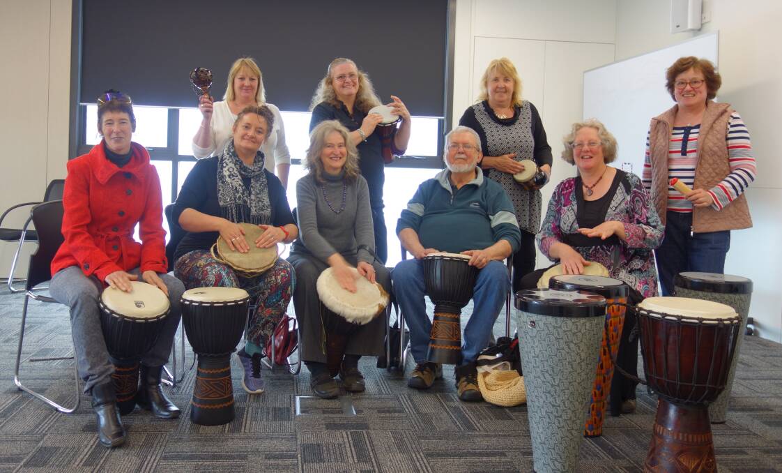 BEAT IT: Drummers get into the swing of things at the Scottsdale LINC training room. Picture: Supplied