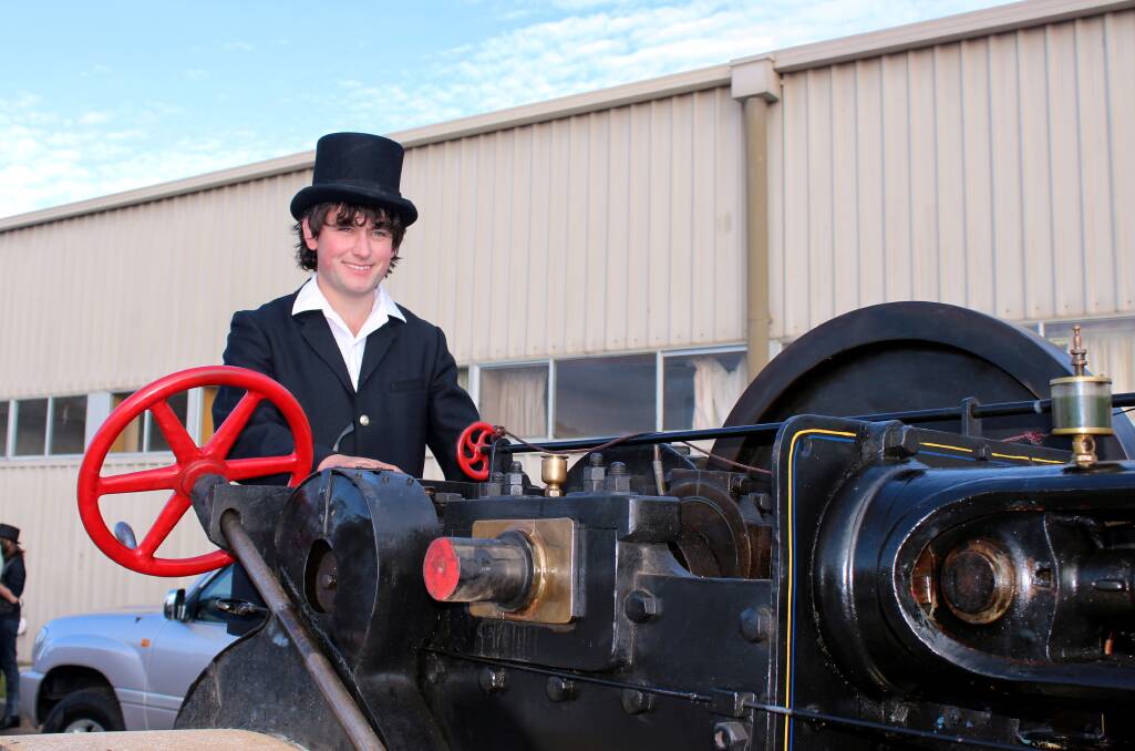 ROLL UP: Legana's Clynton Brown gets behind the wheel of a 1910 Salisbury steamroller, the only machine of its kind to be built in Launceston.