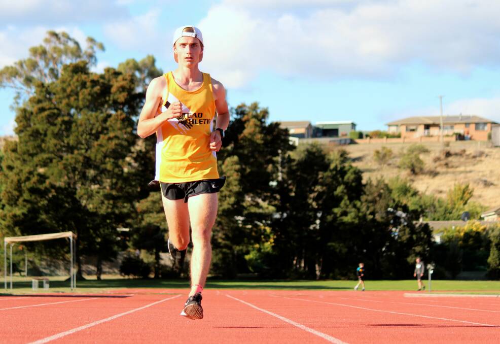 EYES ON THE PRIZE: Sam Clifford trains at Northern Athletics Centre. Pictures: Hamish Geale