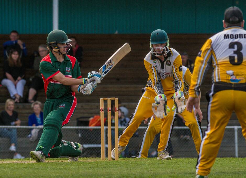 CONFIDENT: Lachie Newland hits to the leg side in Launceston's Northern final victory over Longford. Picture: Phillip Biggs