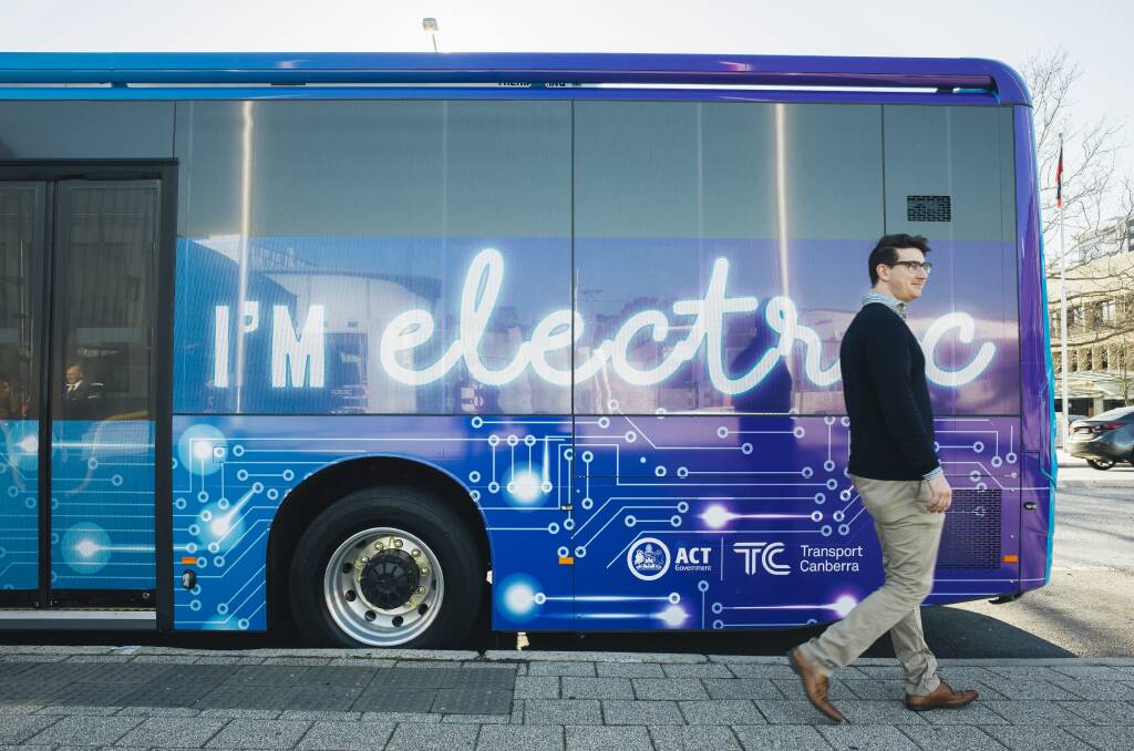 An electric bus in action in Canberra. File picture 