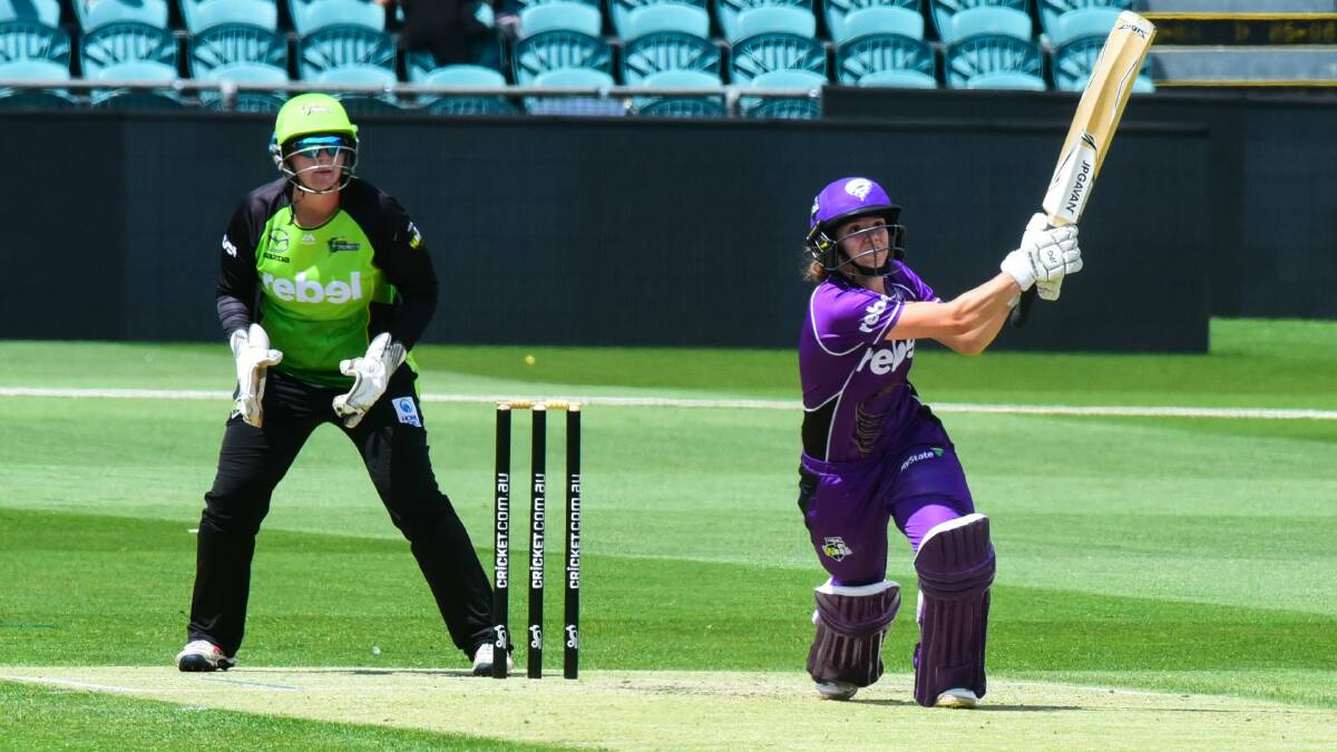 HITTING OUT: Stefanie Daffara latches onto one in her innings-high knock of 30. Daffara hit three of the five boundaries in the Hurricanes' innings. Pictures: Neil Richardson