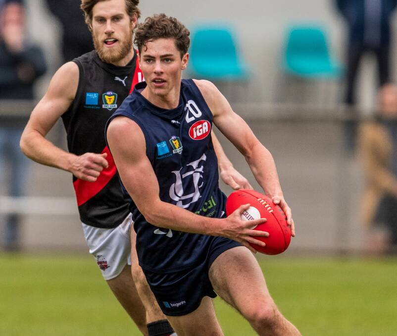 CLAMP: Launceston young gun Jared Dakin has starred in tagging roles the past two weeks, quieting two of the TSL's genuine A-graders. Picture: Phillip Biggs