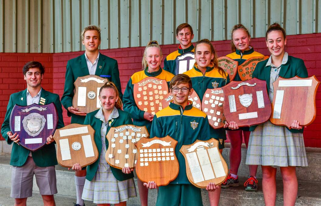 SHIELD BE RIGHT: St Pats swimmers show off their recent SATIS and NSATIS spoils. Picture: Scott Gelston