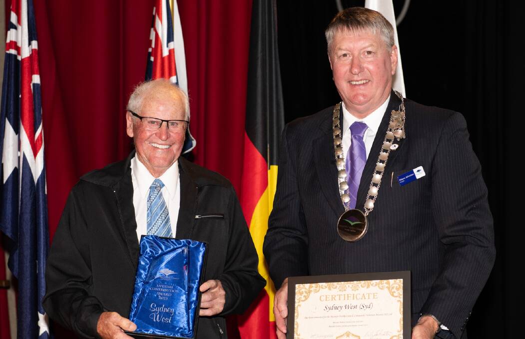 Meander Valley's first ever 'local legend' Syd West with mayor Wayne Johnston. Picture supplied