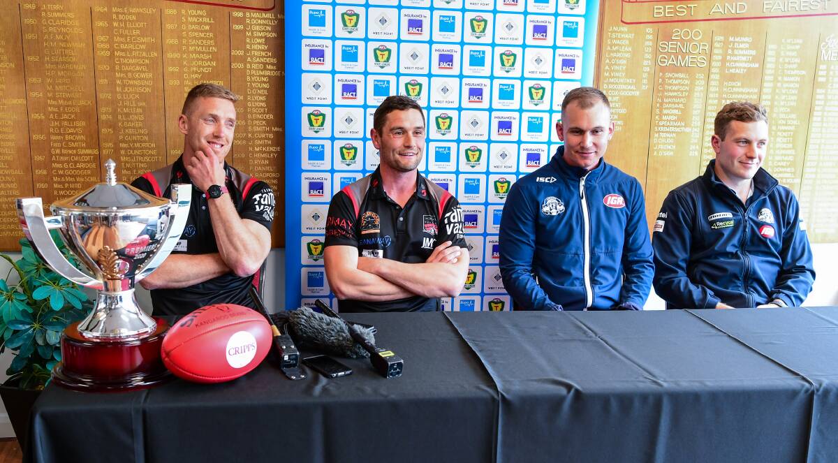 STRONG LINE-UP: Brad Cox-Goodyer, Taylor Whitford, Mitch Thorp and Jobi Harper share a lighter moment at Thursday's press conference. 