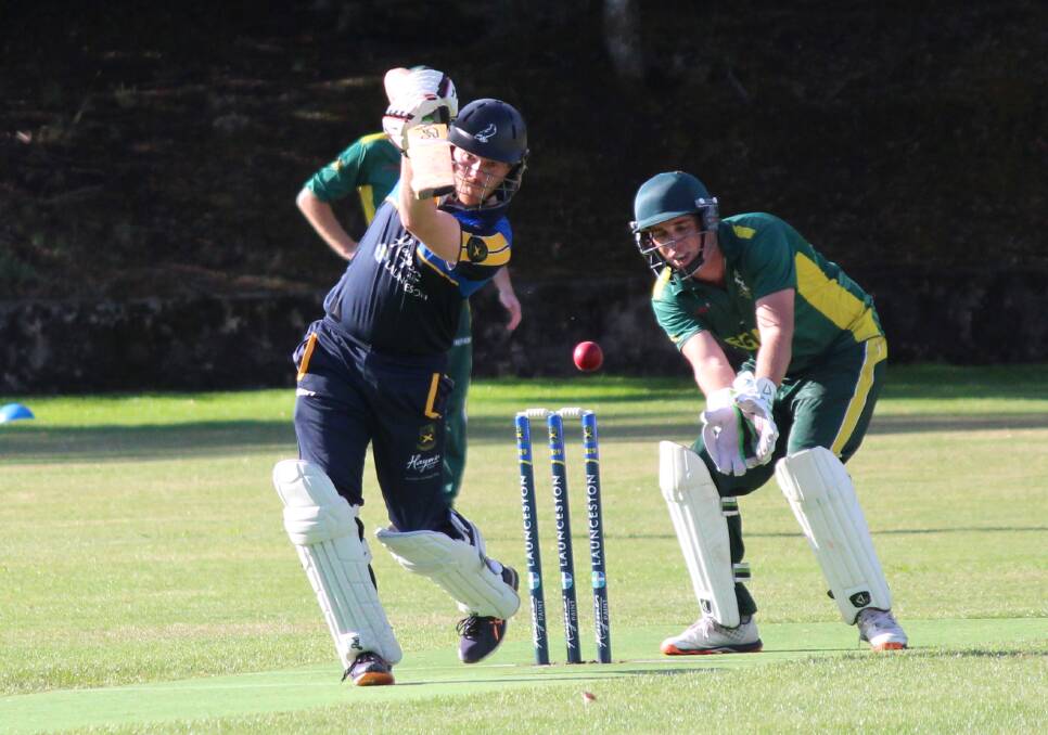 ENFORCER: Trevallyn opener James Whiteley drives through the off side in his team's seven-wicket win over Legana. Pictures: Hamish Geale 