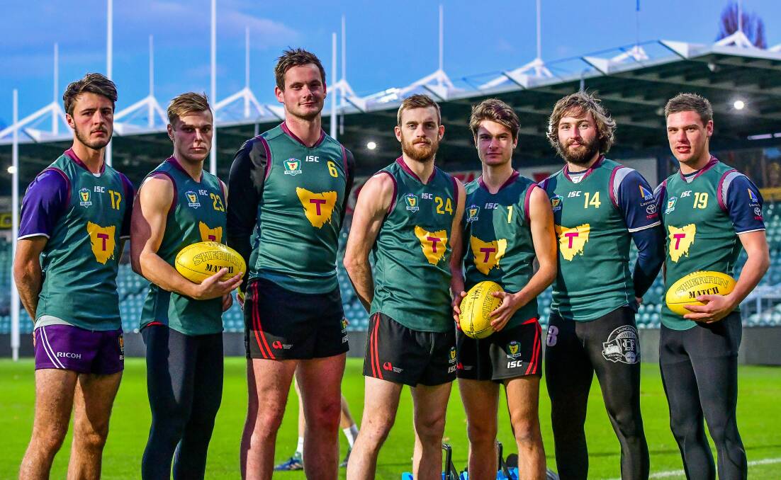 NORTH REPRESENT: Burnie's Bailey Boag, North Launceston's Jay Foon, Alex Lee, Josh Ponting and Sherrin Egger, Launceston pair Jake Smith and Casey Brown will all play in Sunday's rep game. Picture: Scott Gelston