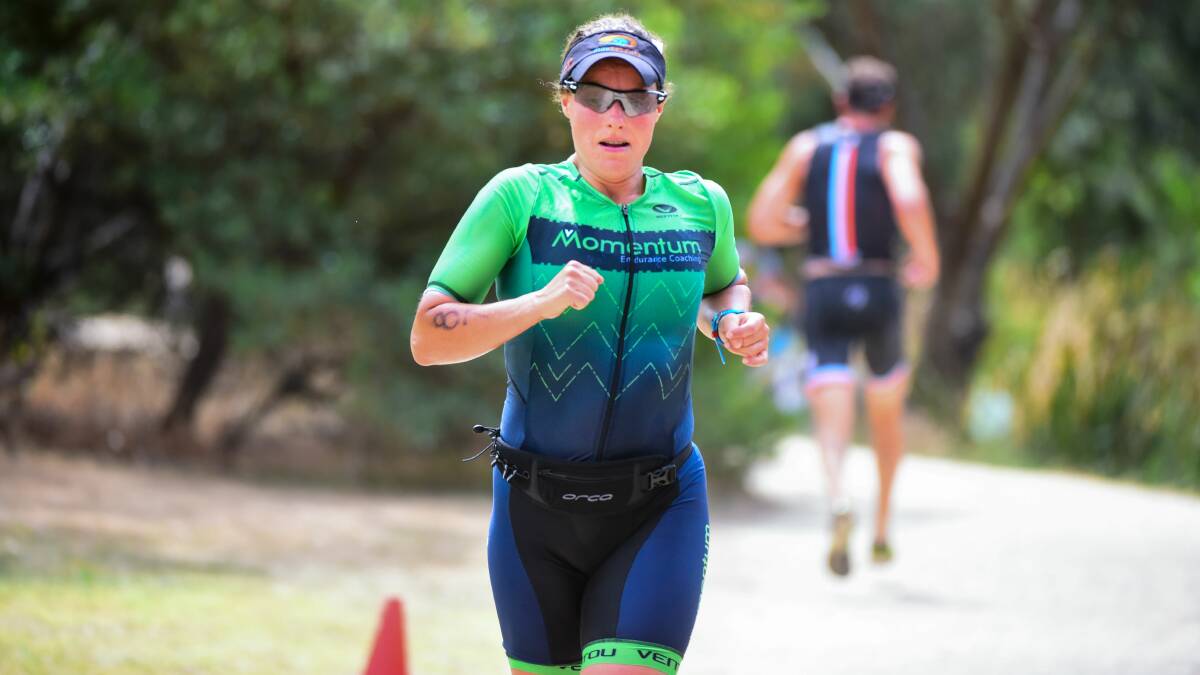 PODIUM FINISH: Hobart triathlete Sarah Hardy was the second woman home on a warm day in St Helens.