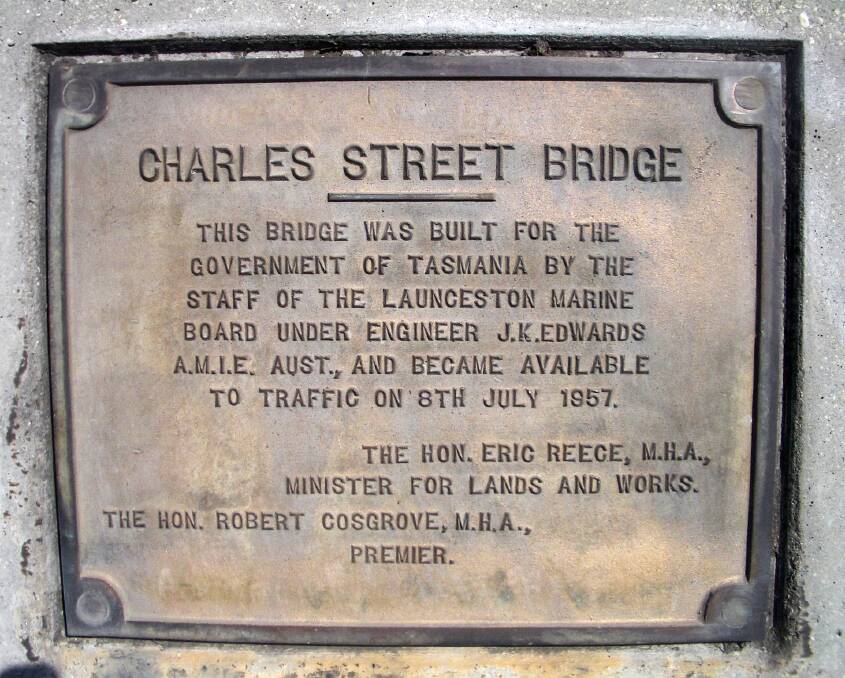 The plaque on today's concrete bridge. Note how it says 'became available to traffic' rather than the usual 'officially opened'. A permanent reminder of the Minister's pique! Picture by Marion Sargent