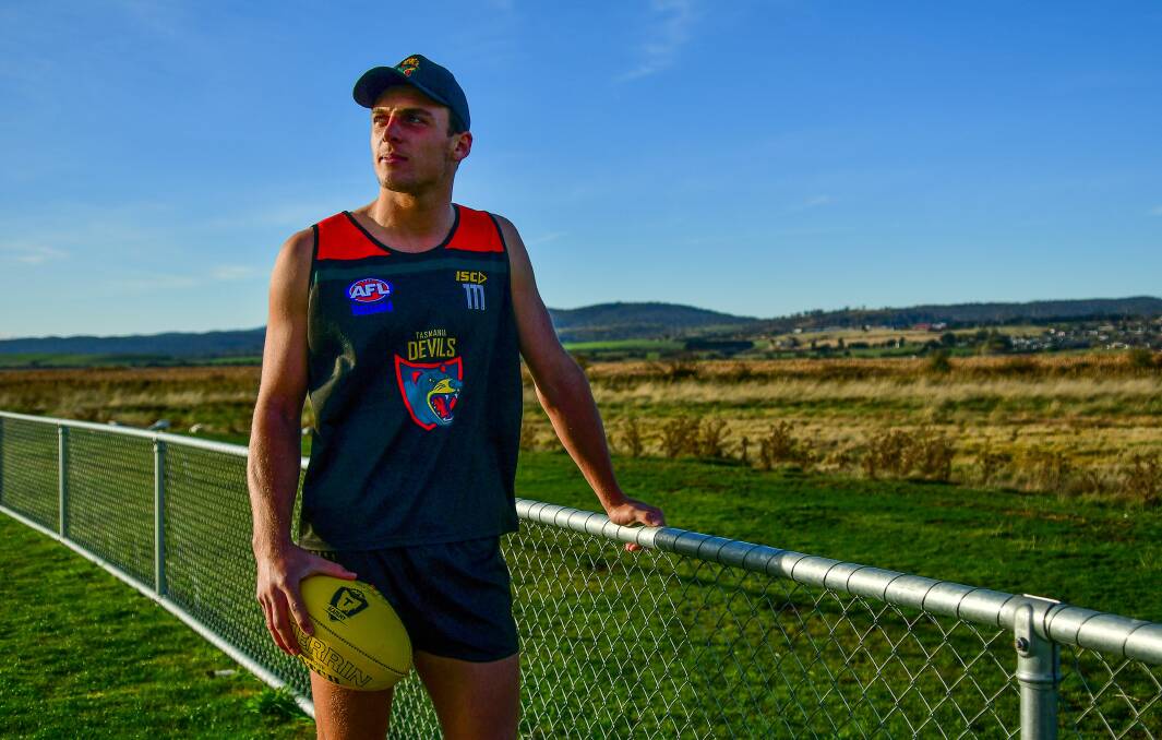 MARVEL: Tasmania Devils player Jackson Callow will represent the under-17 all-Australian representative side in Melbourne this weekend. Picture: Scott Gelston