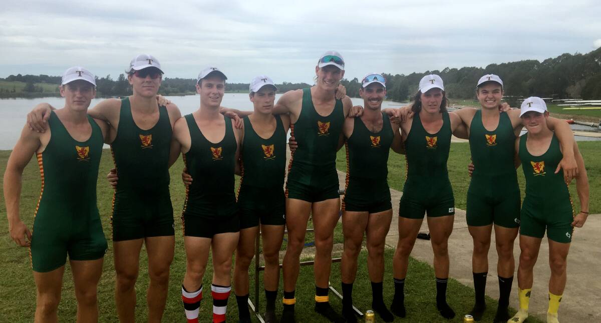 FOR CLUB AND STATE: North Esk rowers made up seven of Tasmania's youth eight at the Sydney championships. Picture: Supplied 
