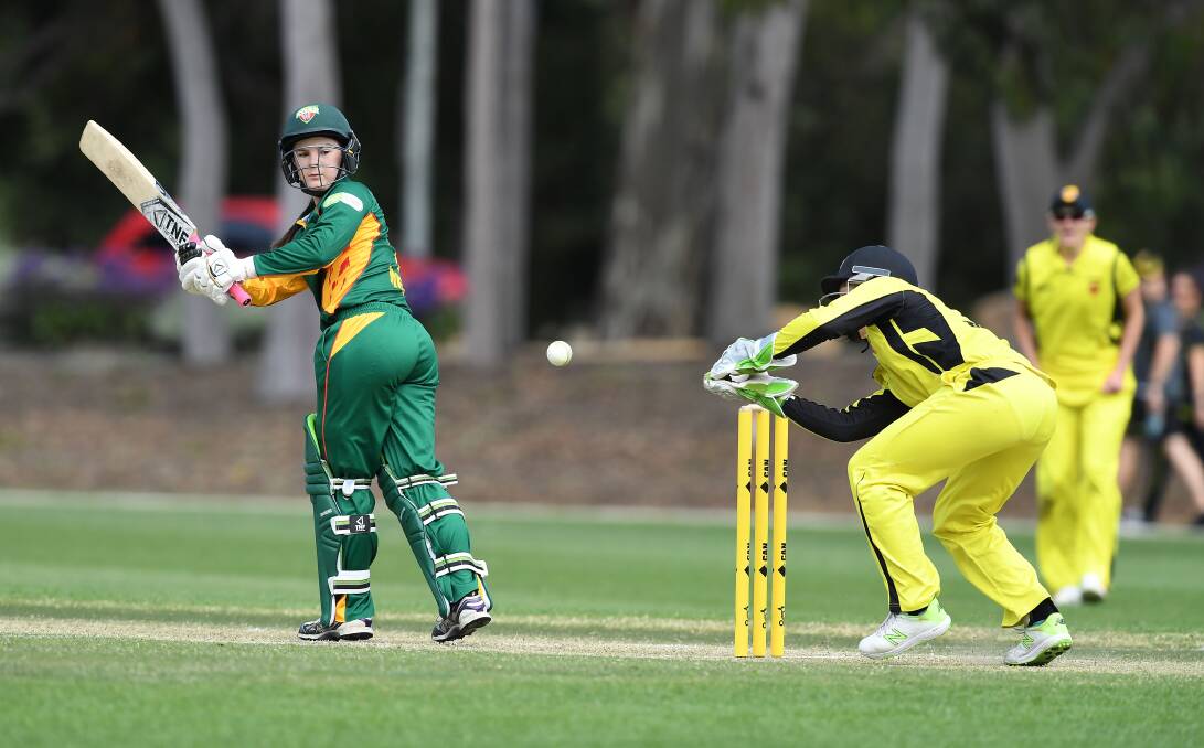 PROMISING START: Courtney Webb glances a ball past the keeper in her Tassie Roar debut. Picture: Cricket Tasmania/ Getty Images 