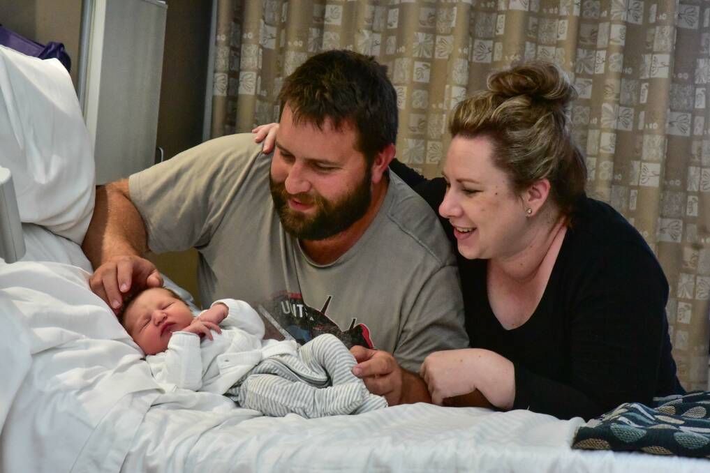 MOTHER'S DAY SPECIAL: Luke and Emily Tannock with their newborn baby Georgina at the LGH. Pictures: Neil Richardson 