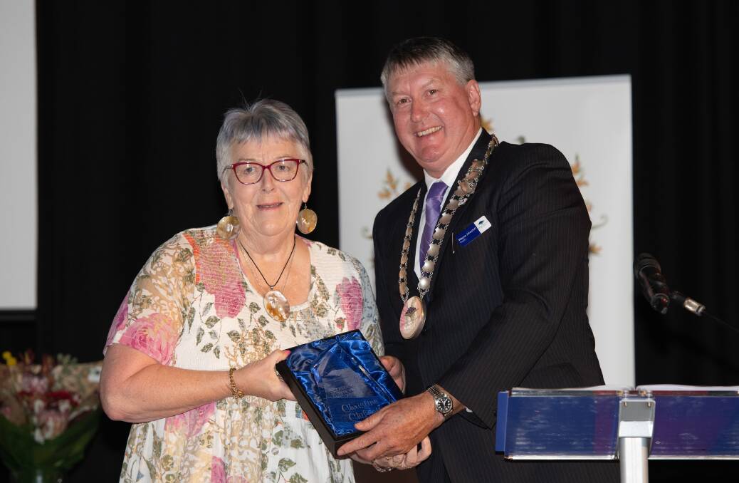 Citizen of the year Christine Chilcott with mayor Wayne Johnston. Picture supplied