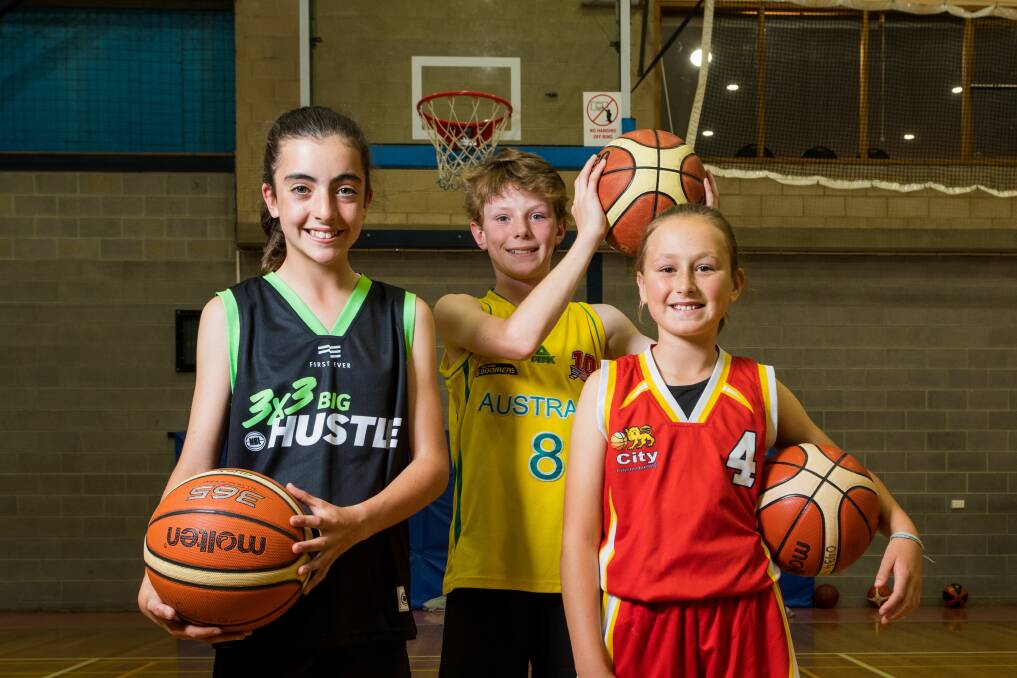 NEXT GENERATION: Junior basketballers Sophie Ryan, Logan Gibson and Lucy Walker. Pictures: Phillip Biggs.