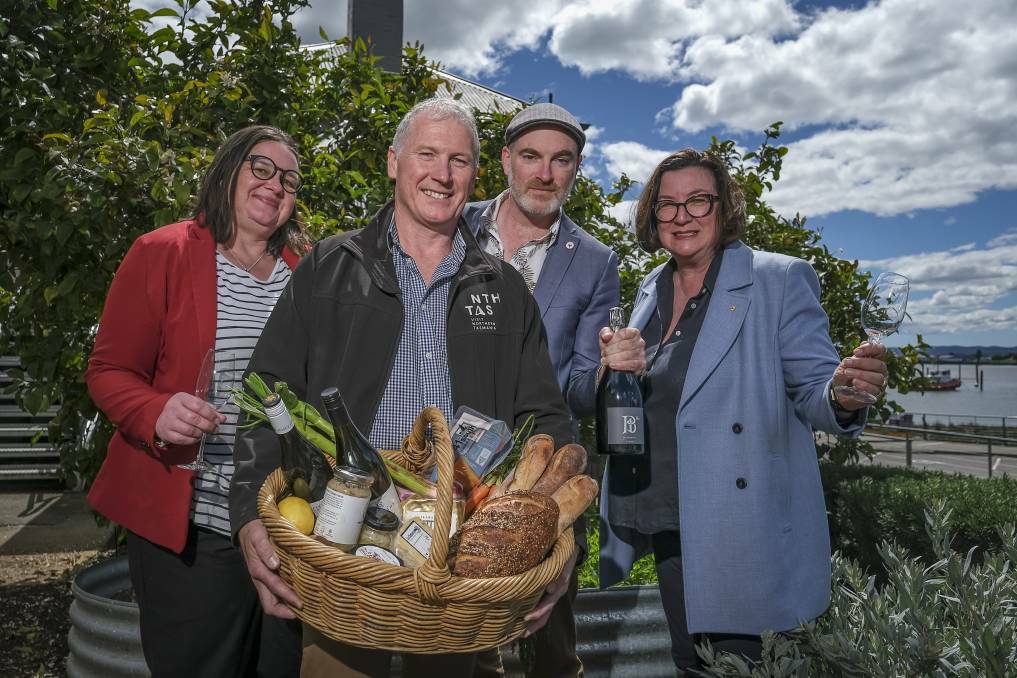 Karina Dambergs, Chris Griffin, Andrew Pitt and Kim Seagram celebrate Launceston's designation as a City of Gastronomy. Picture by Craig George