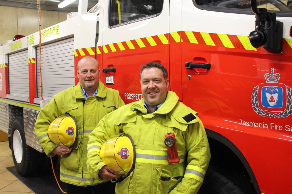 ON THE JOB: Prospect Fire Brigade's first officer Matt Buck and third officer Nick Dahl. The brigade is looking for some new volunteers for the upcoming bushfire season. Picture: Hamish Geale