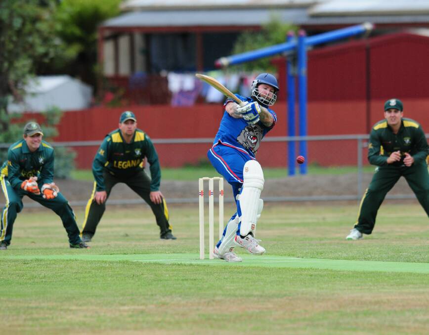 COOPED UP: Cressy batsman Mark Cooper hits a ball away on the leg side. Picture: Paul Scambler 