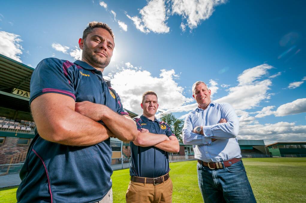 THISTLE BE THE DAY:  Old Scotch Football Club senior coach Shaun Muller, reserves coach Brayley Coombes and president Sam Tucker. Picture: Phillip Biggs