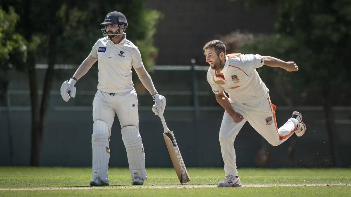 FINE FORM: Greater Northern Raiders paceman Jono Chapman in action against Glenorchy last weekend. Picture: Craig George 