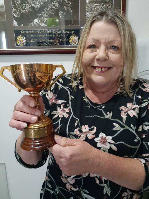 Upon hearing Annie's story, admin manager Kathy Hill searched the Tasmanian Turf Club's archives and found the 1942 gold Launceston Cup donated by Annie. The Menzies family had donated it back to the club. Picture by Nigel Burch