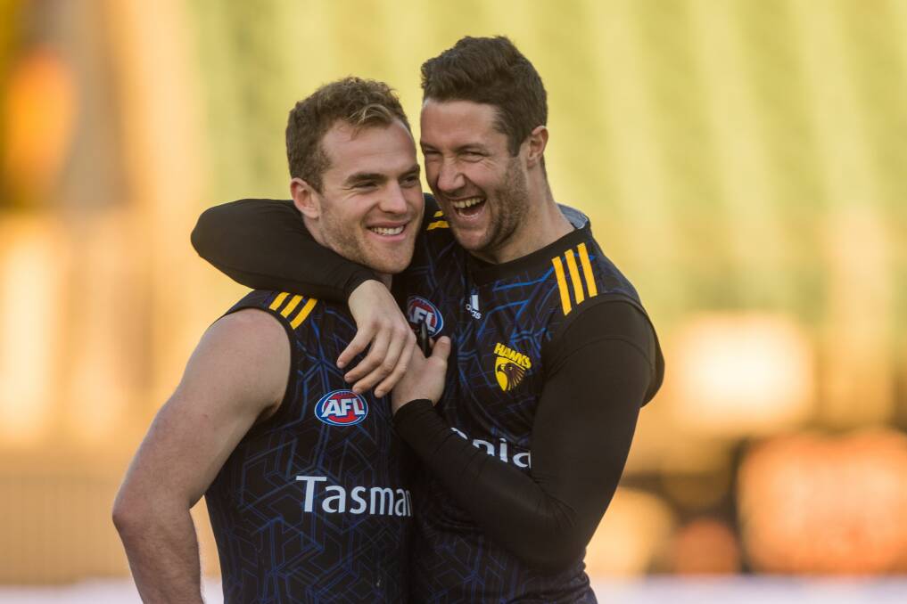 Tom Mitchell and James Frawley at training