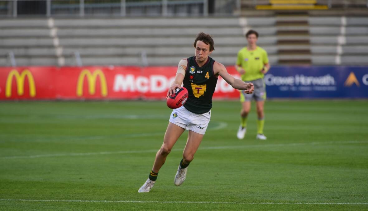 YOUNG GUN: Rhyan Mansell lining up for the Tassie Mariners. 