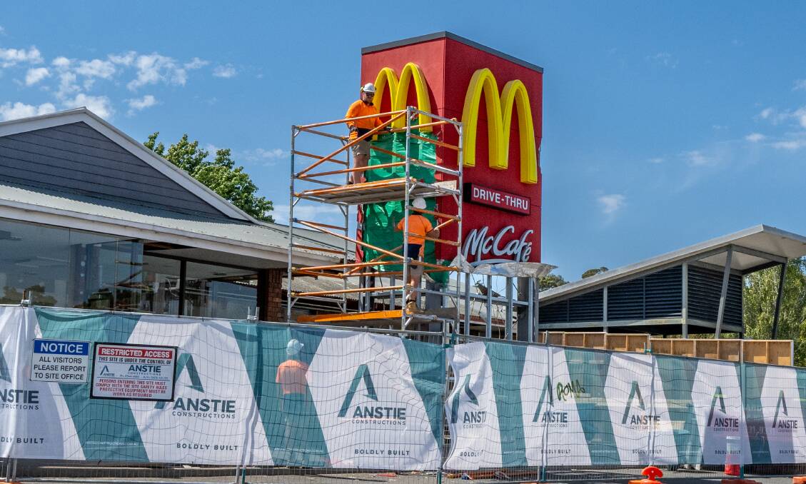 Workers on site at McDonald's Kings Meadows. Picture by Paul Scambler