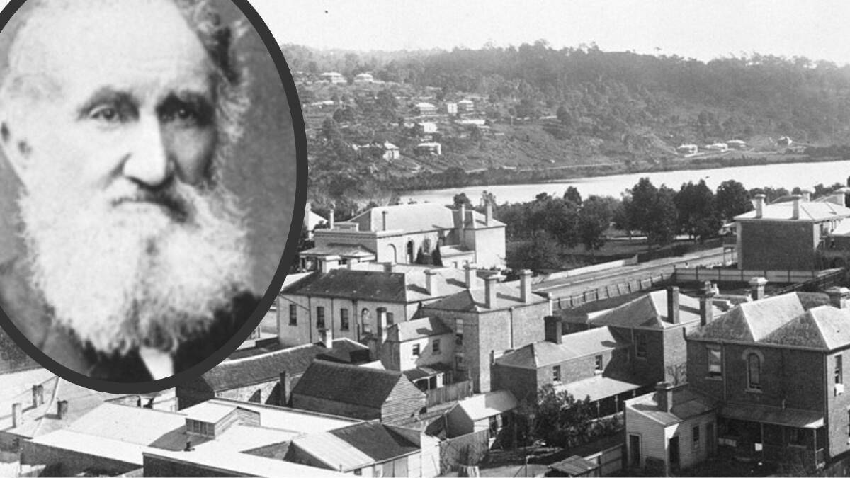 Launceston's first mayor William Button (inset), and the old Launceston Court House (centre), in a photograph taken by Stephen Spurling c1885. Pictures supplied, by QVMAG collection