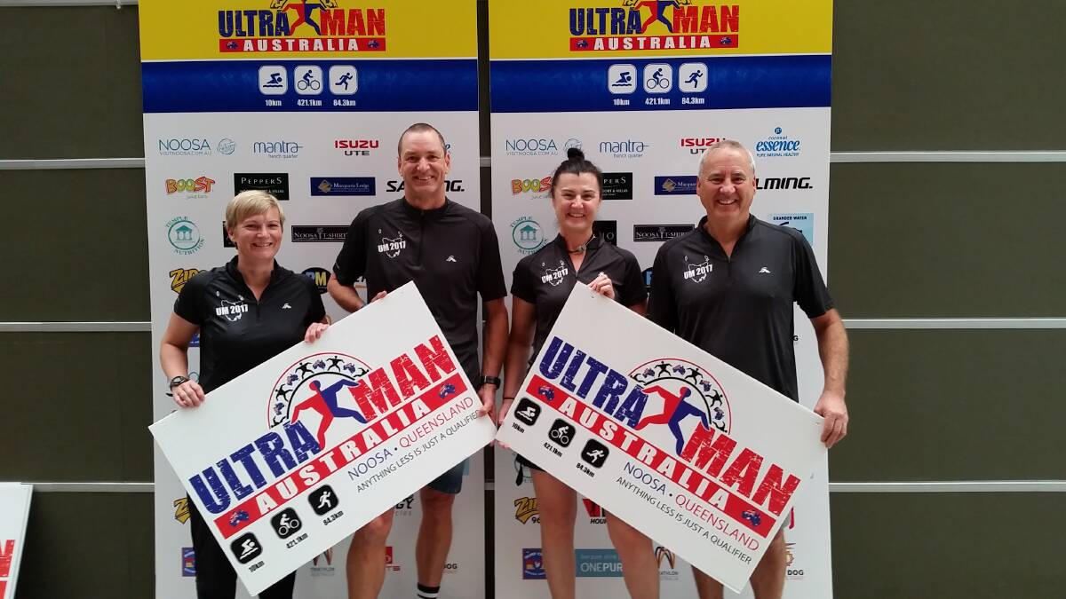 BIG EFFORT: Steve Muir (centre) with support team members Rae Dowling, Louise Bishop and Chris Moore. Pictures: Supplied 