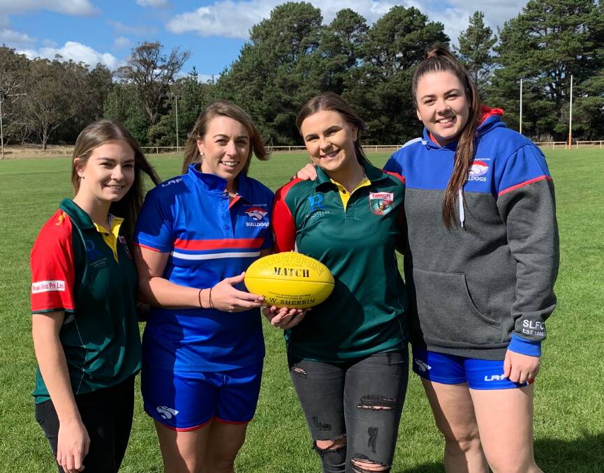 INTO FINALS: Bridgenorth's Caitlin Mulligan and Maddie Howe with South Launceston's Lisa Patterson and Jayde Brazendale.