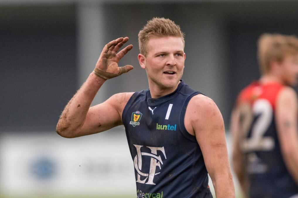 A PROPER HANDFUL: Blues midfielder Jake Hinds finished with five goals.