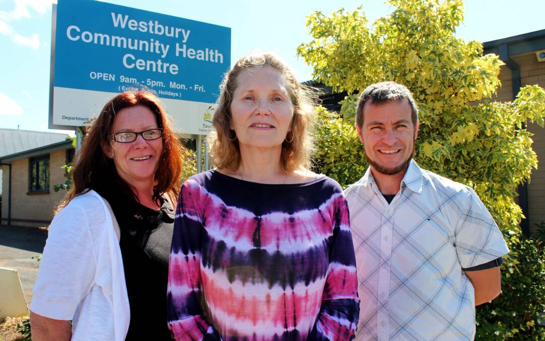 BUS FOR BORROWING: Westbury Community Health Centre's Fiona Thowe, Eve Taylor and Nate Austen.