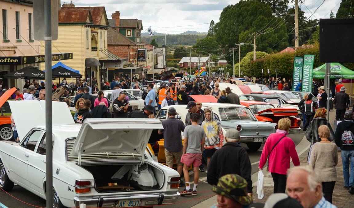 TRAFFIC JAM: Organisers estimated a crowd of between 8000 and 10,000 attended this year's Deloraine Street Car Show.  