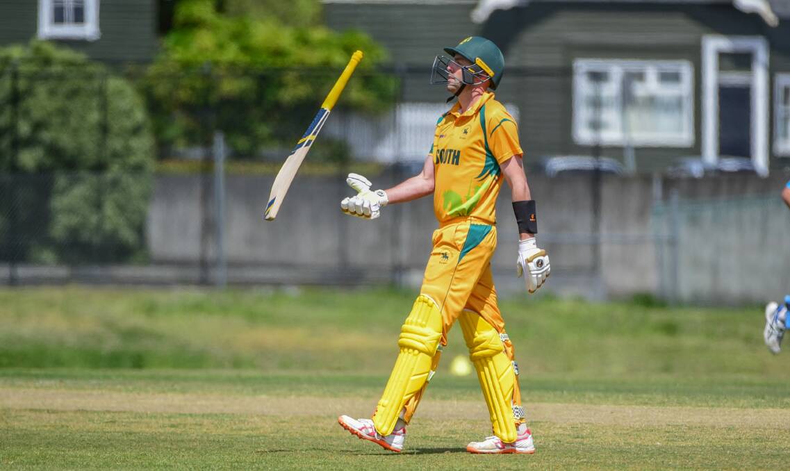 FLYING BAT: South Launceston batsman Jeremy Jackson walks off. The Knights fell to a third-straight loss against Wynyard. Picture: Paul Scambler 