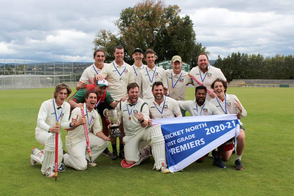 HAPPY HUNTERS: Launceston held off a gallant Riverside to win one of the most thrilling Cricket North grand finals in recent memory. Pictures: Hamish Geale and Phillip Biggs