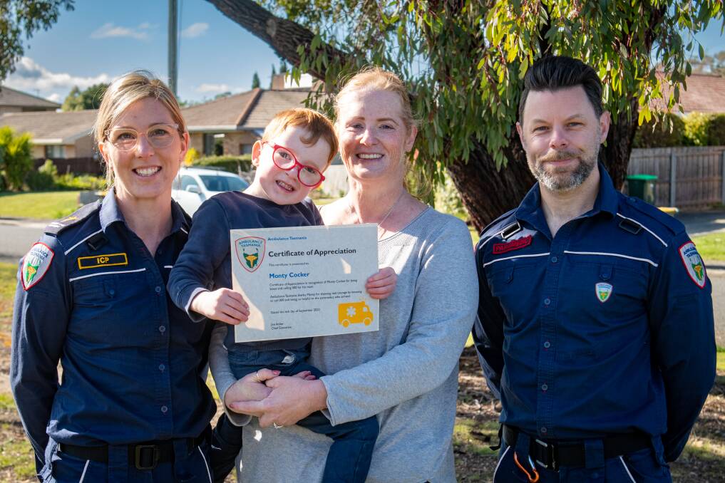 Ambulance Tasmania presented Monty with a certificate of appreciation for his actions. 