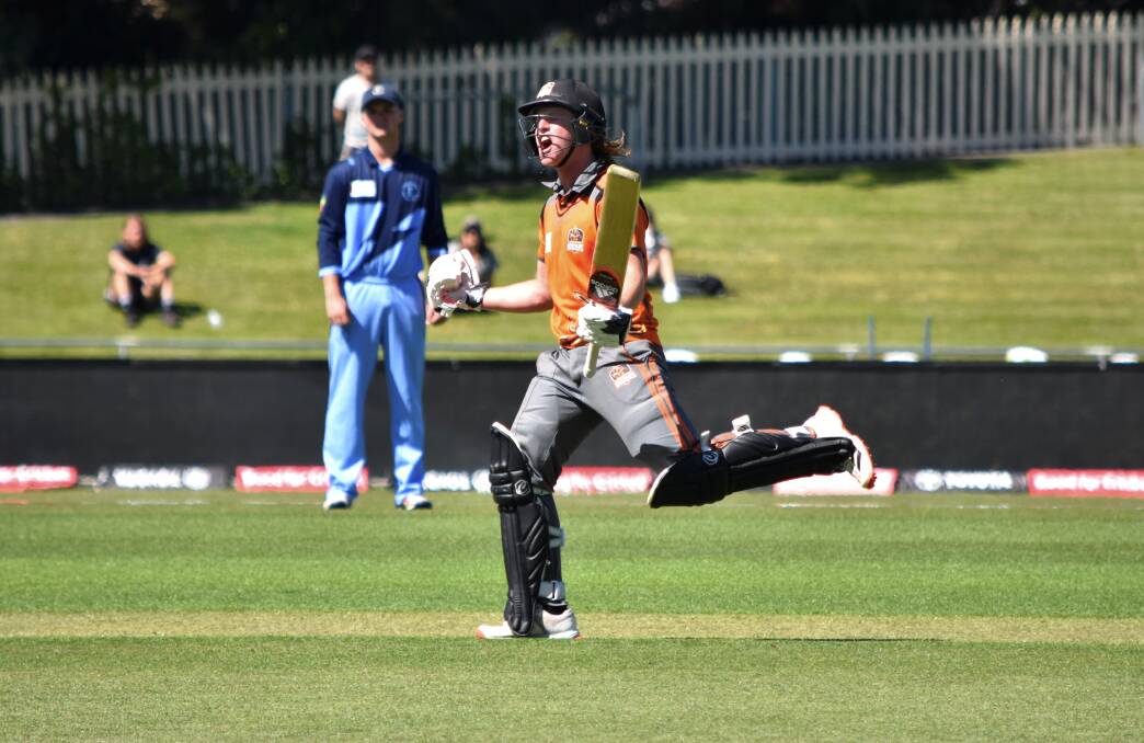 JOB DONE: Young Riverside star Cooper Anthes celebrates victory in Wednesday's grand final. Picture: Cricket Tasmania 