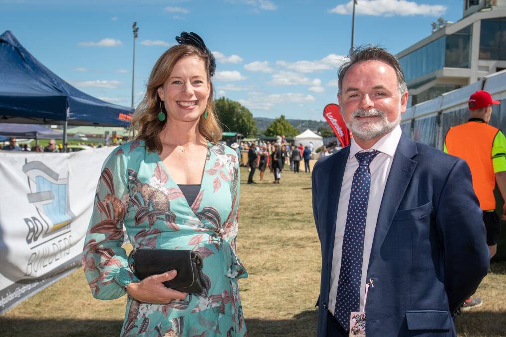 Labor leader Rebecca White and ousted former leader David O'Byrne at the Launceston Cup. File picture