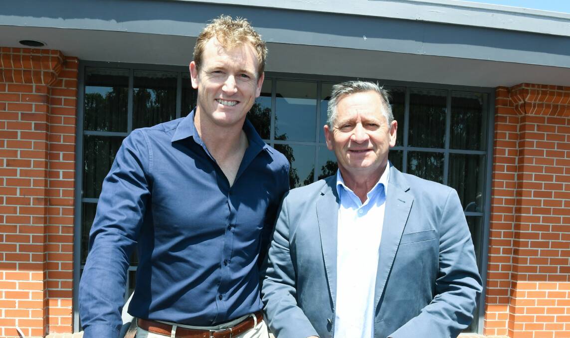 GOLDEN ERA: George Bailey with Tasmania's most successful cricket coach Tim Coyle in Launceston earlier this month. Picture: Neil Richardson